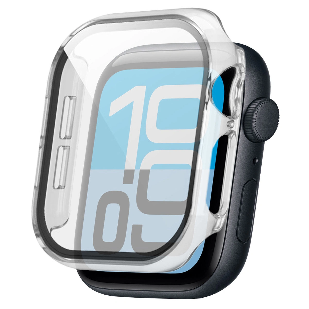 Wizualizacja nakładania etui Bizon Case Watch Adamo do Apple Watch SE 3 / SE 2 / SE / 6 / 5 / 4 (44 mm)